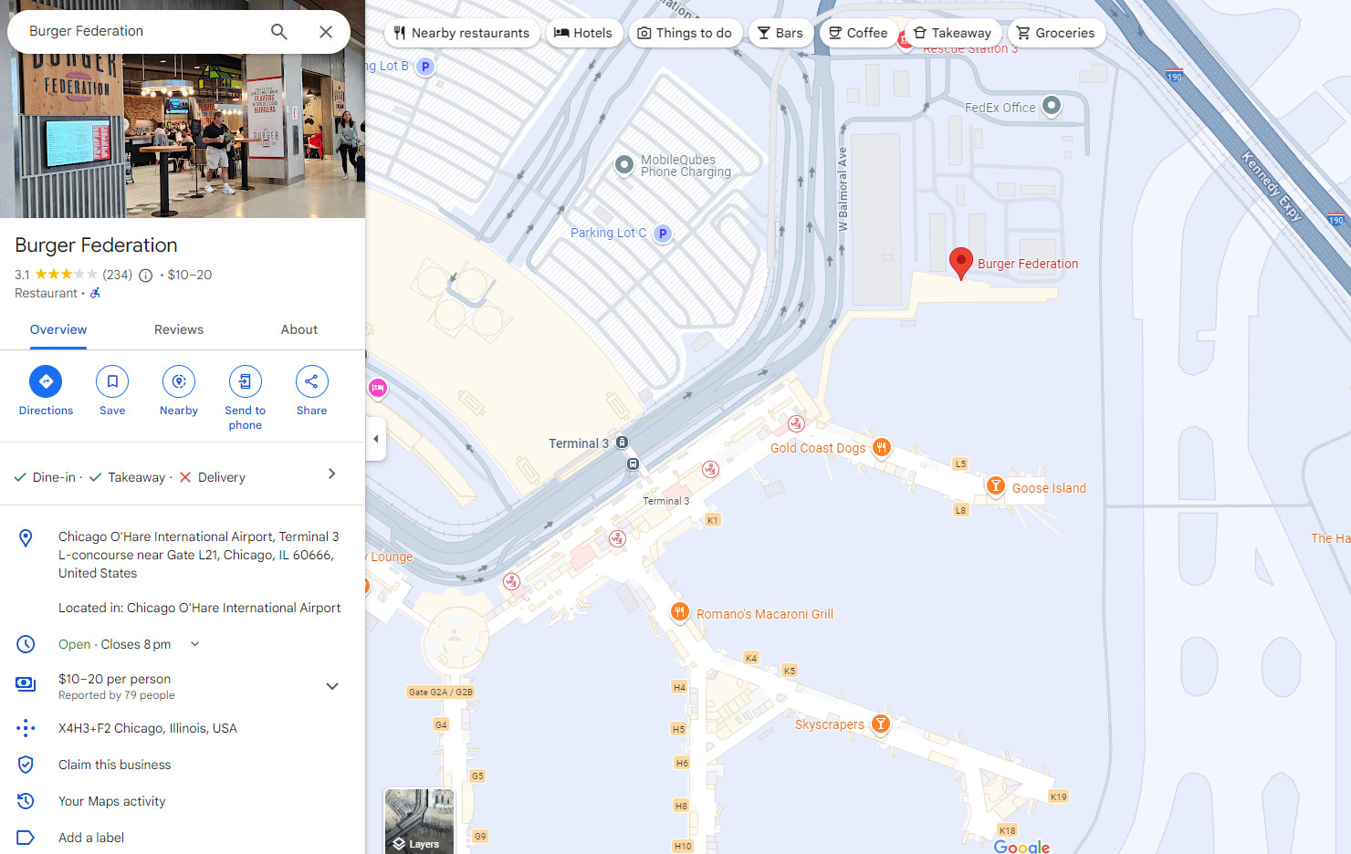 Burger Federation ord airport map